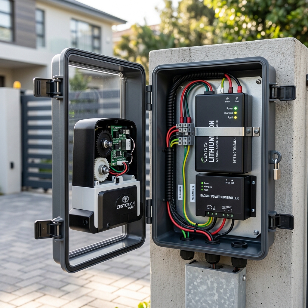 Gate motor backup battery for loadshedding protection