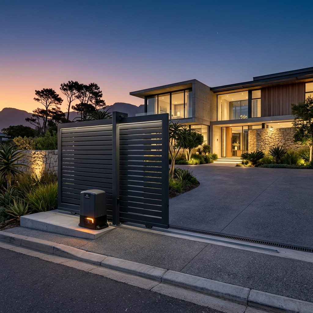 High-end residential automated sliding gate motor installation in South Africa